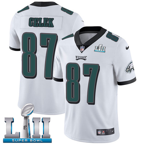 Nike Eagles #87 Brent Celek White Super Bowl LII Men's Stitched NFL Vapor Untouchable Limited Jersey
